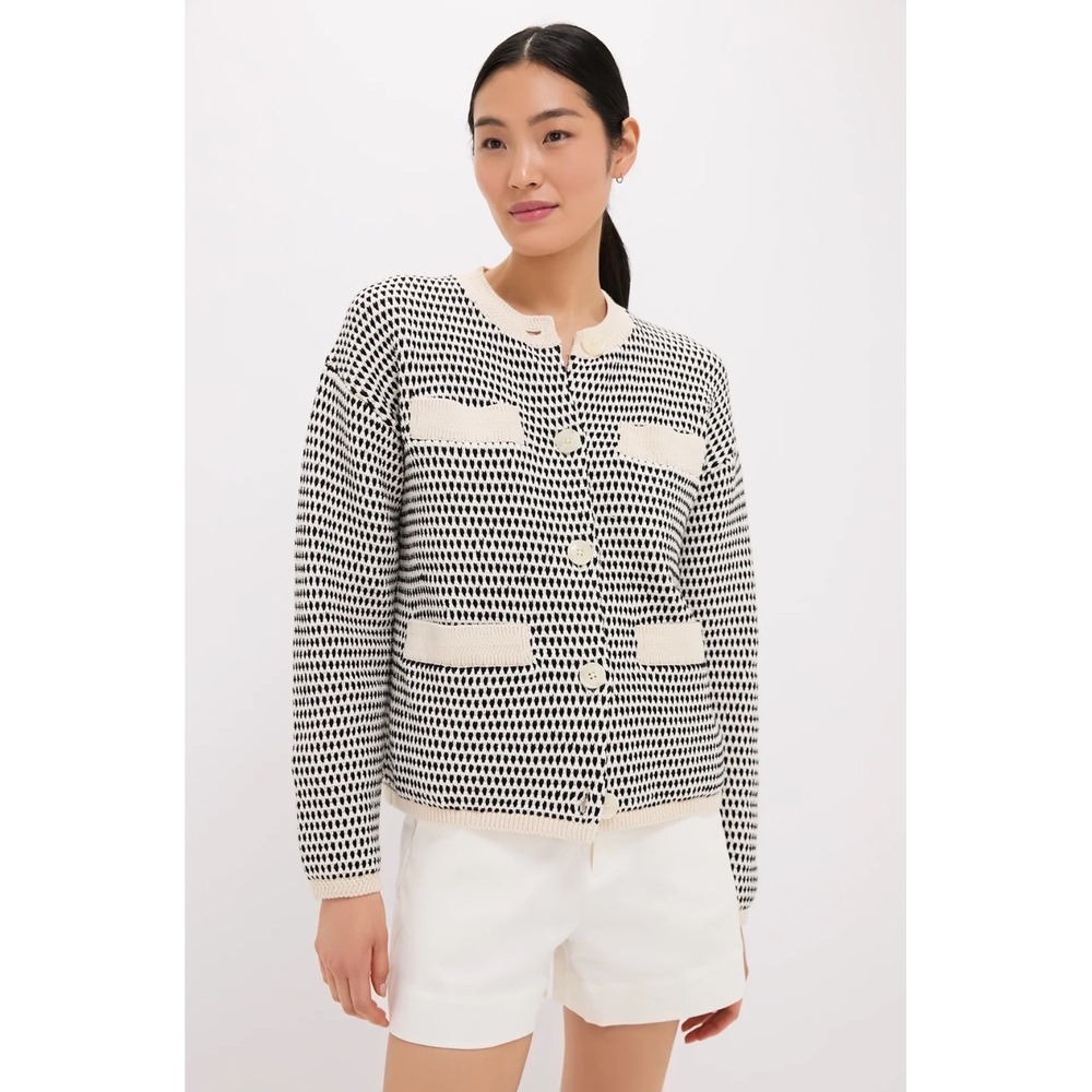 Varley Tuckernuck Birch Stitch Tidewell Textured Knit Cotton Cardigan Small